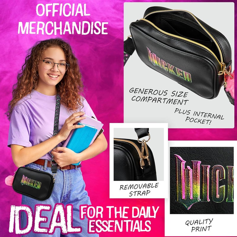 WICKED Crossbody Bag for Girls, Teens Faux Leather Shoulder Sling Messenger Bag Girls Travel Essentials Fanny Pack Purse Theater Gifts for Her - Image 3